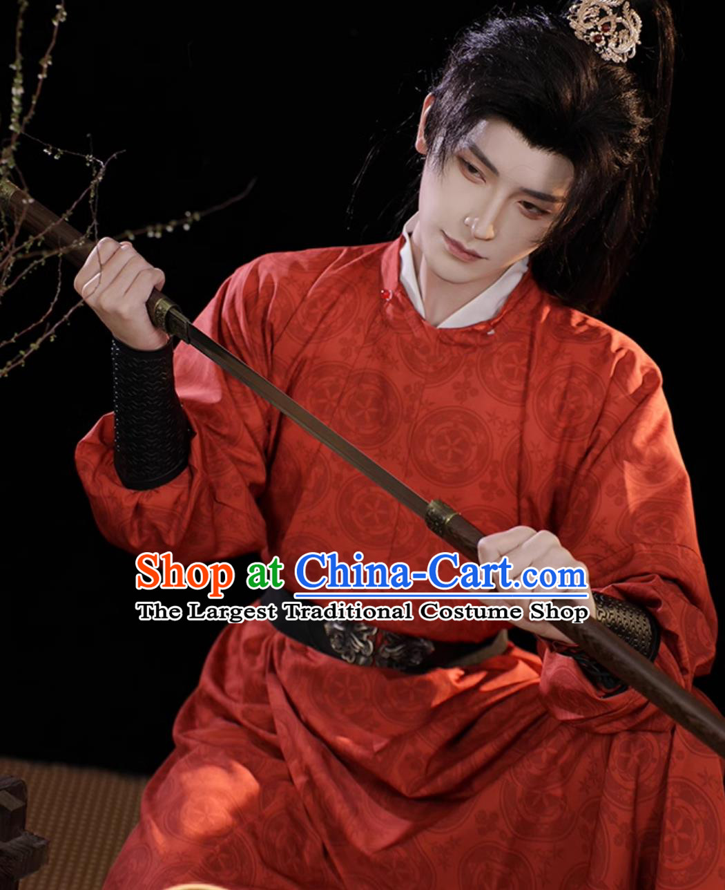 Chinese Ancient Clothing Traditional Tang Dynasty Swordsman Red Robe China Ancient Superhero Garment Costume