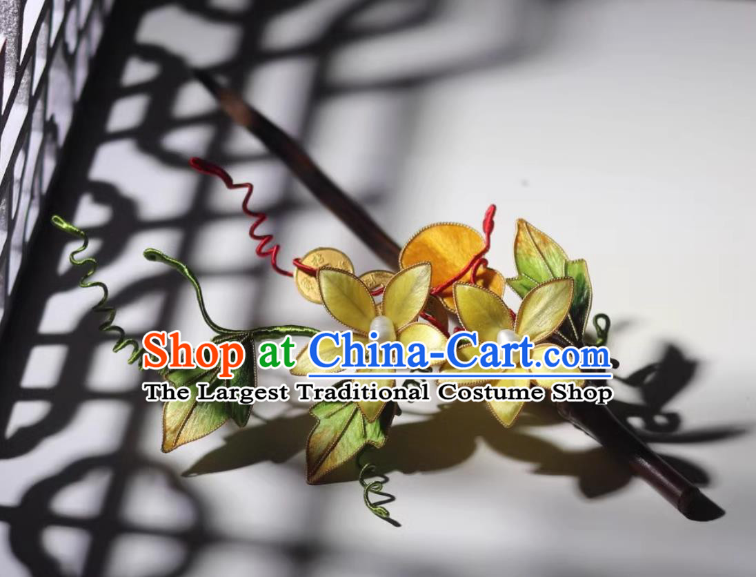 Chinese Ancient Hair Jewelry Intangible Cultural Heritage Silk Velvet Flower Hair Stick Handmade Hairpin Hanfu Qipao Headwear