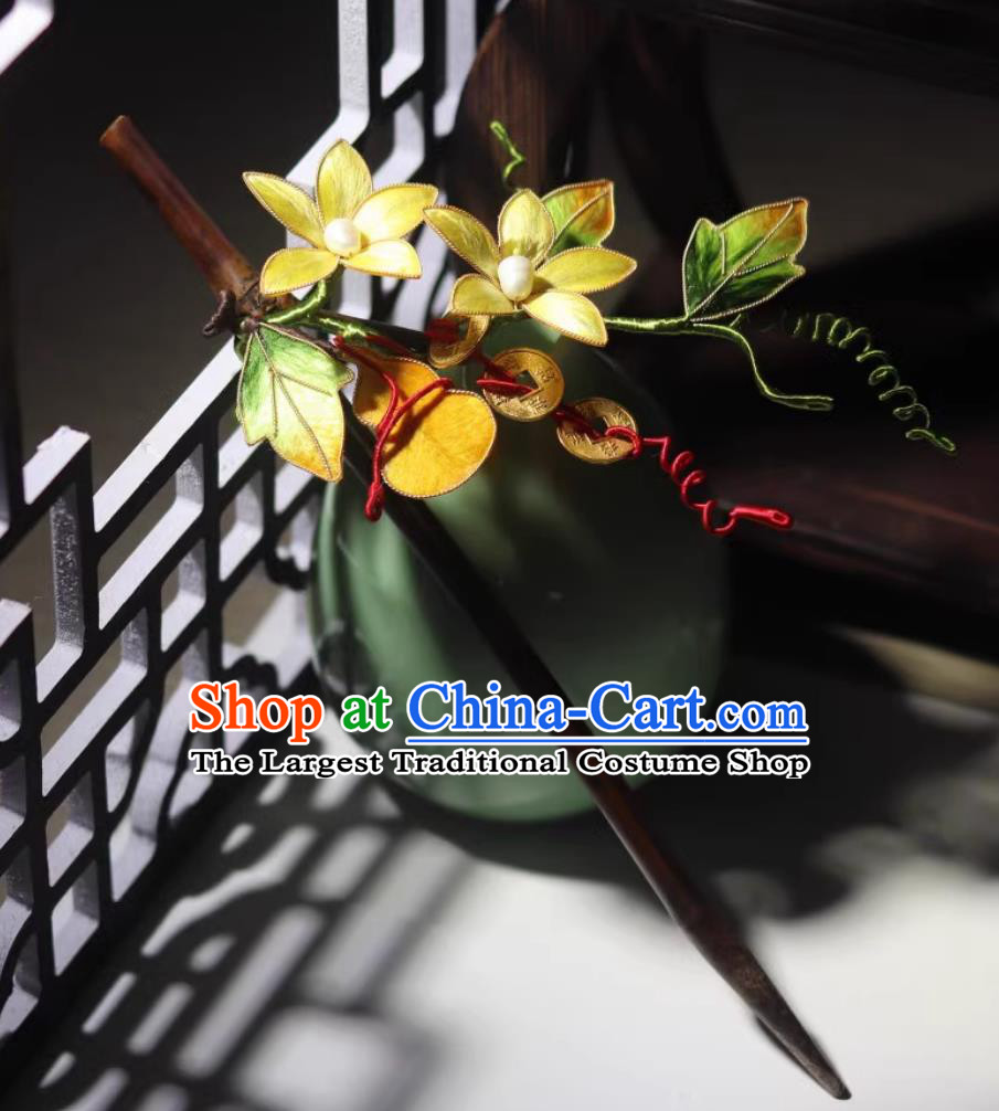 Chinese Ancient Hair Jewelry Intangible Cultural Heritage Silk Velvet Flower Hair Stick Handmade Hairpin Hanfu Qipao Headwear