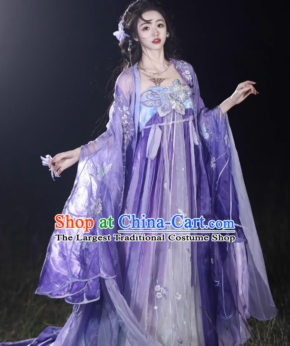 Hanfu Online Shop Chinese Ancient Fairy Costumes Princess Purple Embroidered Dress