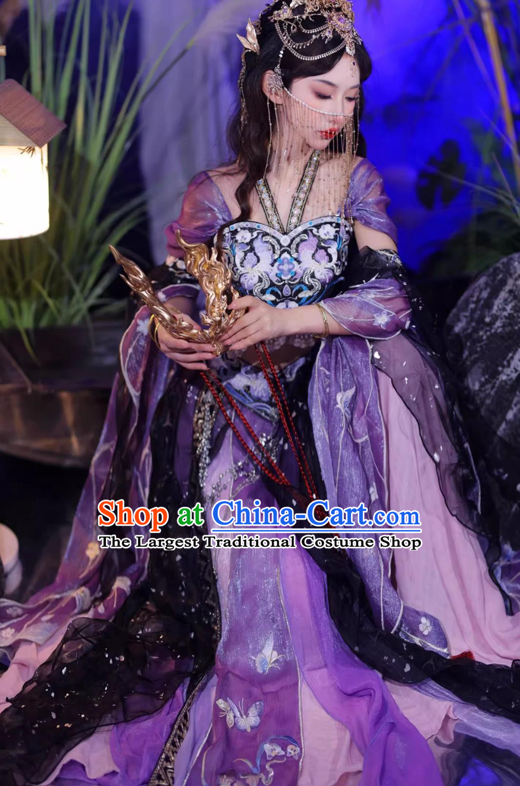 Chinese Ancient Dance Lady Garment Costumes Western Regions Princess Purple Dress Hanfu Online Shop