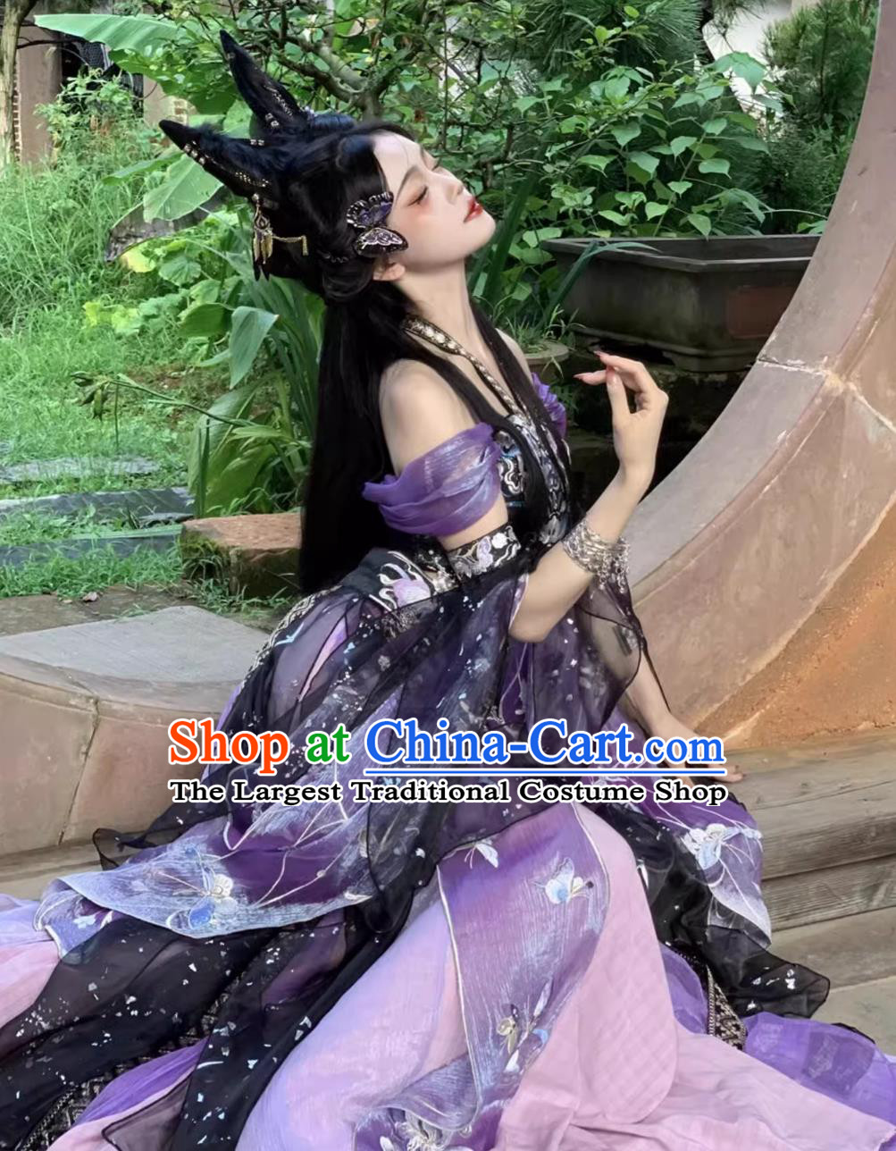 Chinese Ancient Dance Lady Garment Costumes Western Regions Princess Purple Dress Hanfu Online Shop