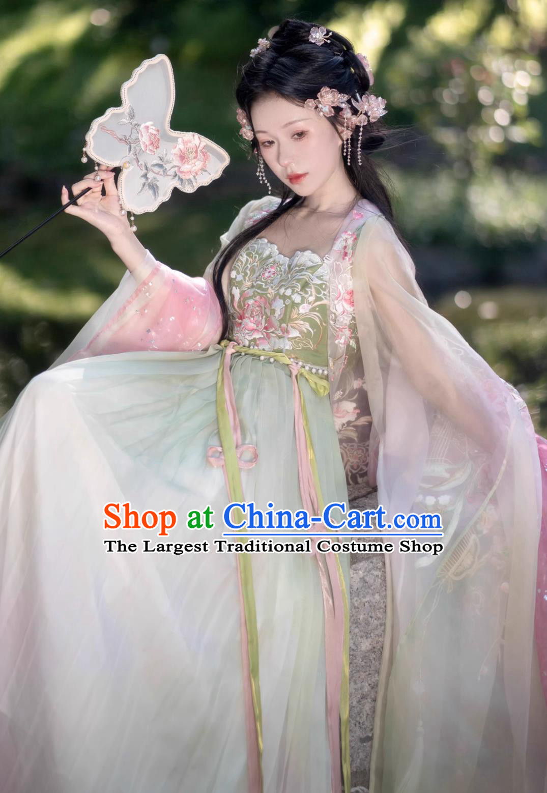 Online Shop Hanfu Chinese Ancient Goddess Embroidered Garment Costumes Tang Dynasty Princess Green Dresses