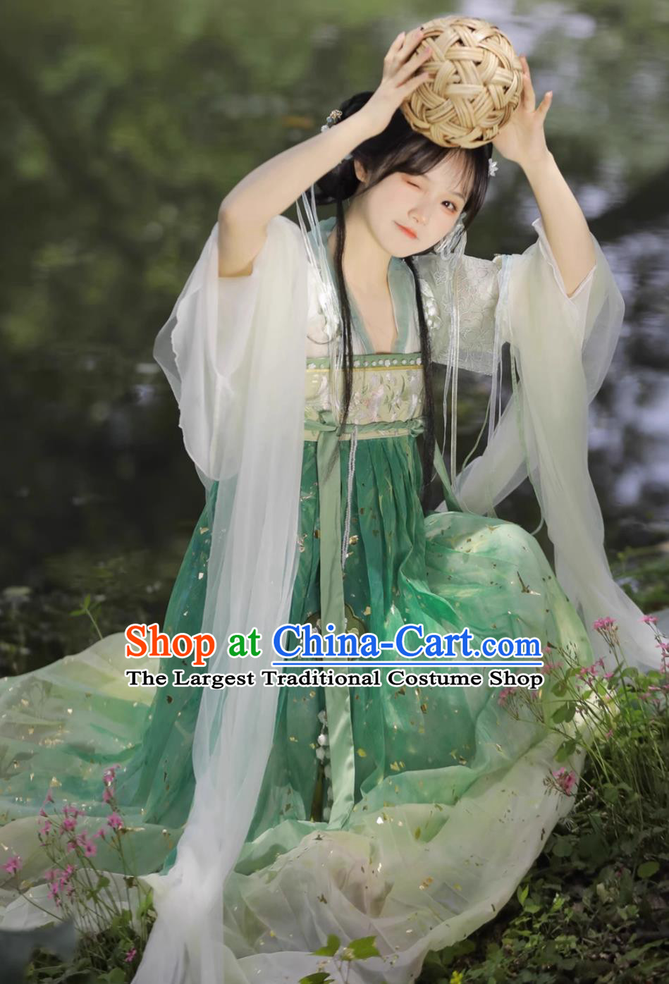 Traditional Ancient Young Lady Green Dresses Chinese Tang Dynasty Palace Princess Costumes Hanfu Online Shop
