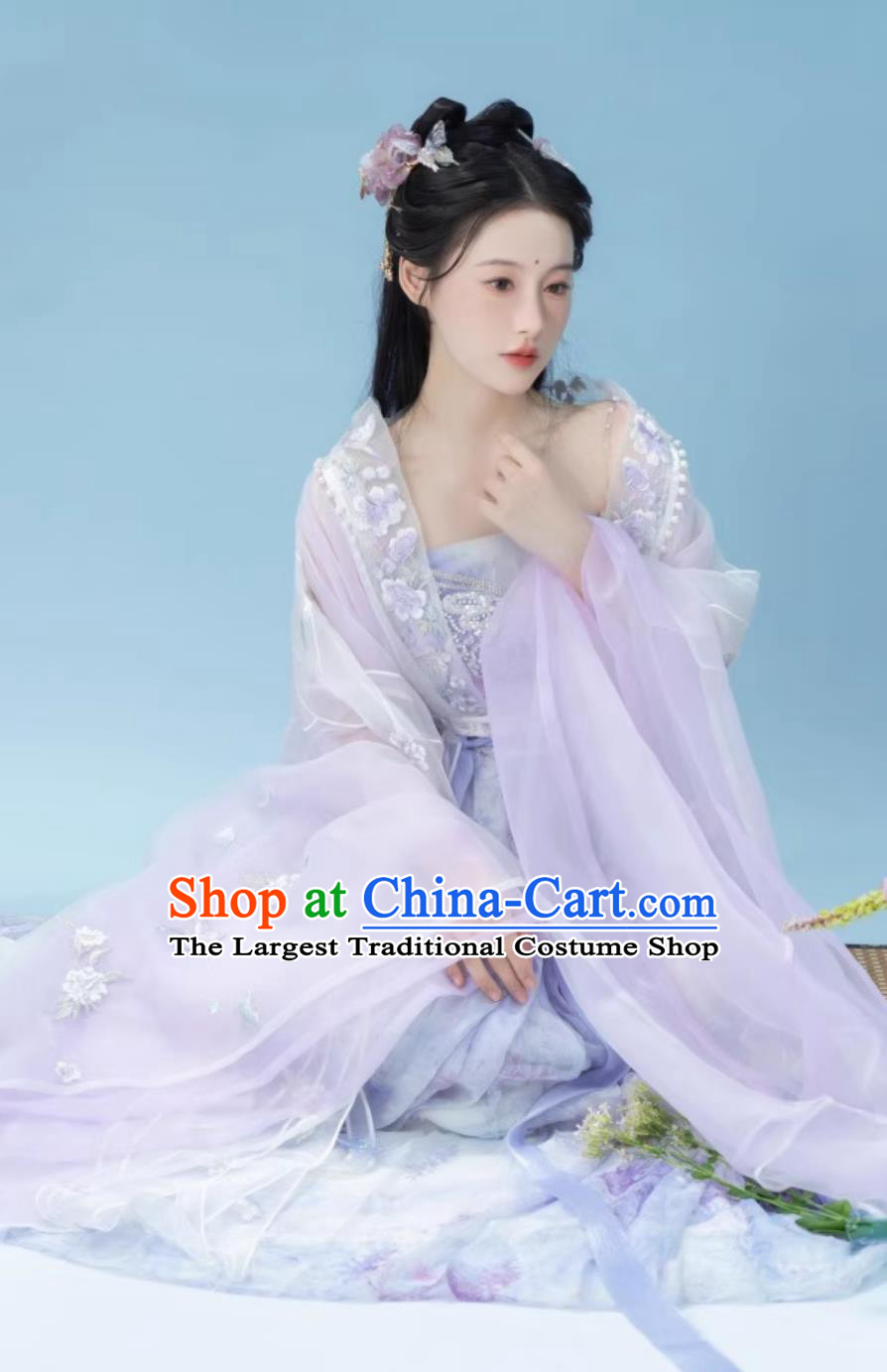 Chinese Wei Jin Southern and Northern Dynasties Palace Princess Costumes Traditional Ancient Goddess Lilac Dresses Hanfu Online Shop