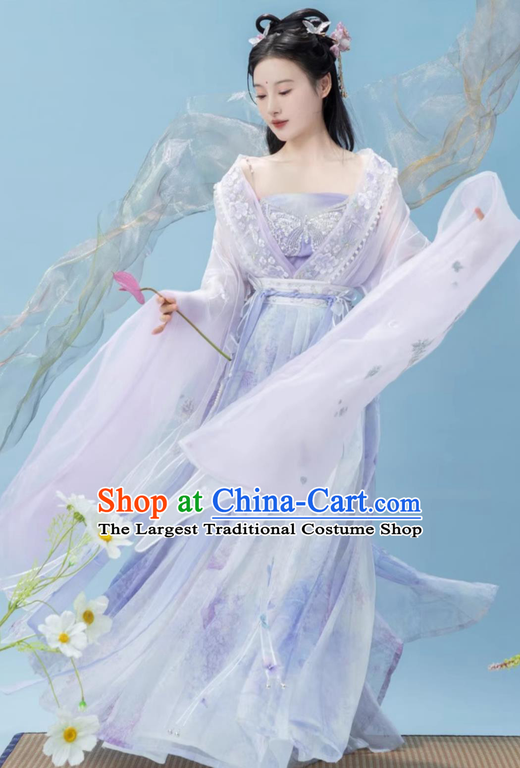 Chinese Wei Jin Southern and Northern Dynasties Palace Princess Costumes Traditional Ancient Goddess Lilac Dresses Hanfu Online Shop