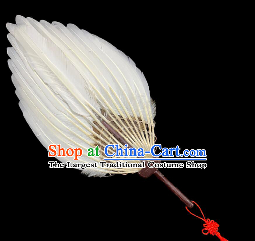 Handmade Kong Ming Fan White Feather Fan Chinese Historical Figure Zhuge Liang Feather Fan