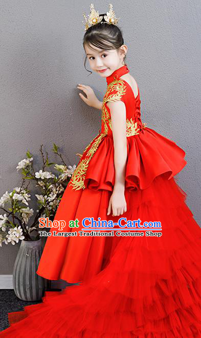 Children Clothing Girl Cheongsam Chinese Evening Dress Playing Guzheng Performance Walk Show Dress