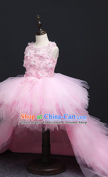 Girl Evening Dress Princess Clothing Children Model Runway Piano Performance Costume Girl Birthday Host Trailing Dress