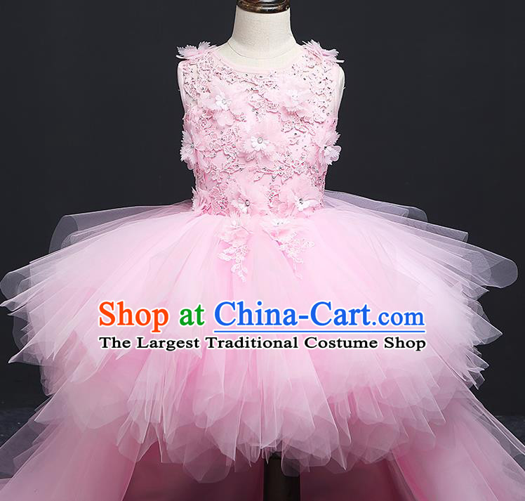 Girl Evening Dress Princess Clothing Children Model Runway Piano Performance Costume Girl Birthday Host Trailing Dress