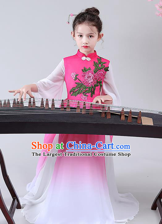 Girl Formal Dress Chinese Style Children Cheongsam Princess Clothing Chinese Hanfu Stage Show Guzheng Performance Costume Choir Attire
