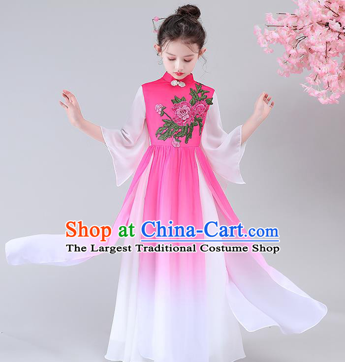 Girl Formal Dress Chinese Style Children Cheongsam Princess Clothing Chinese Hanfu Stage Show Guzheng Performance Costume Choir Attire