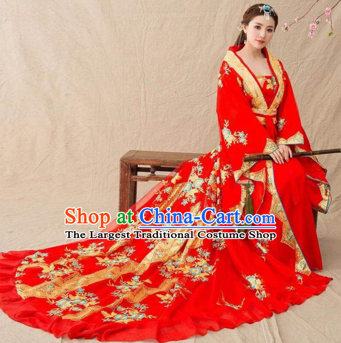 Red Dress Online Buy Traditional Hanfu Empress Clothing Ancient Chinese Tang Dynasty Imperial Concubine Long Tail Costume