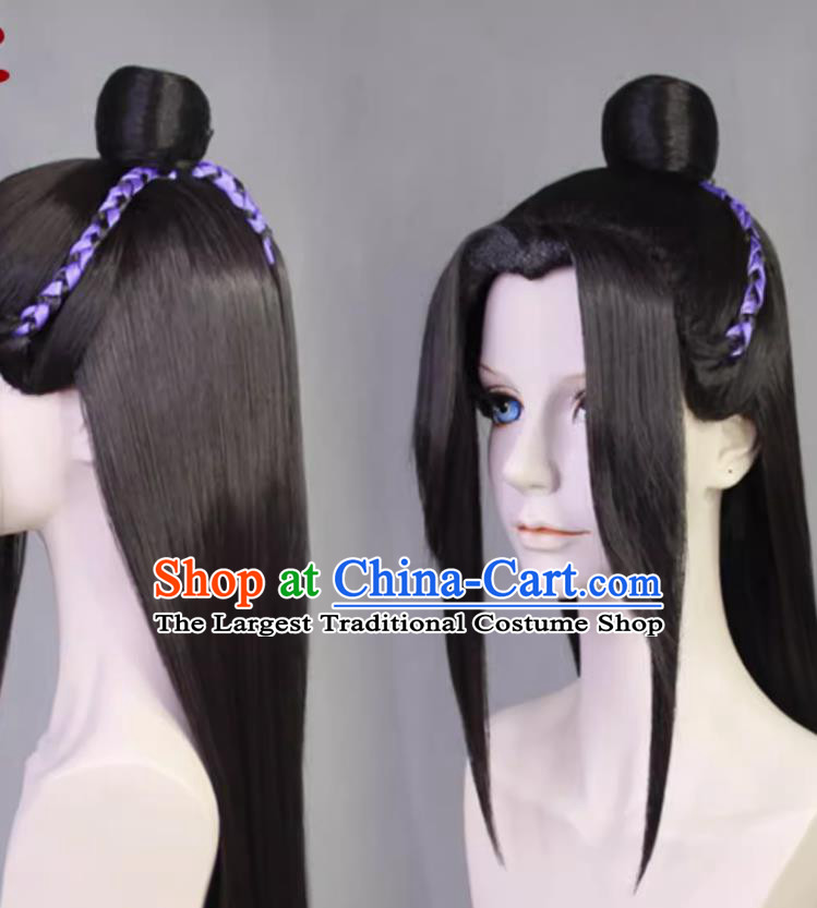 Mo Dao Founder Jiang Cheng Styled Wig Ancient Chinese Swordsman Headdress Black Hair