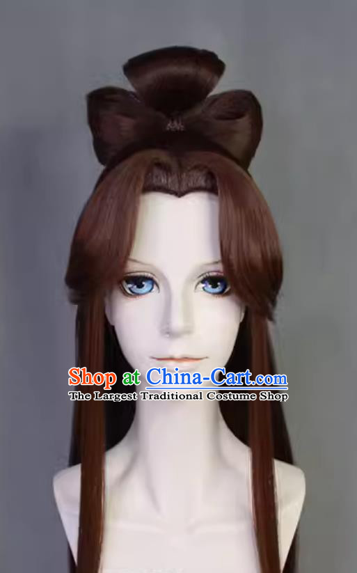 Handmade Customize Hairpiece Ancient China Princess Headwear Code Name Yuan Cosplay Jiangdong Qiao Ying Brown Wig