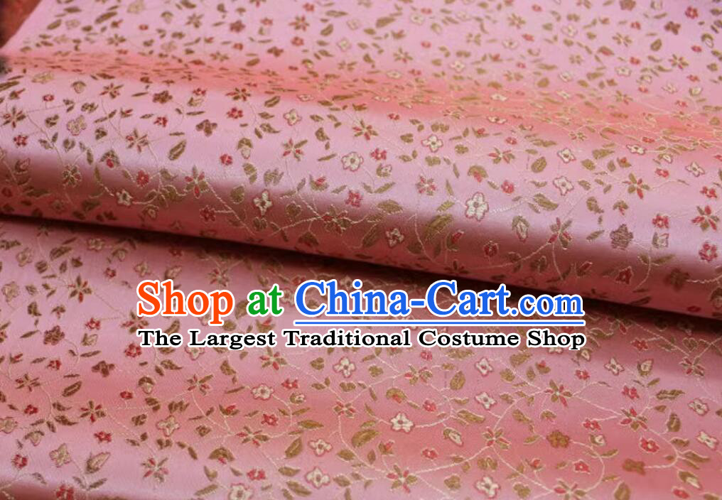 China Qipao Fabric Traditional Hanfu Fabric Classical Floret Pattern Pink Material
