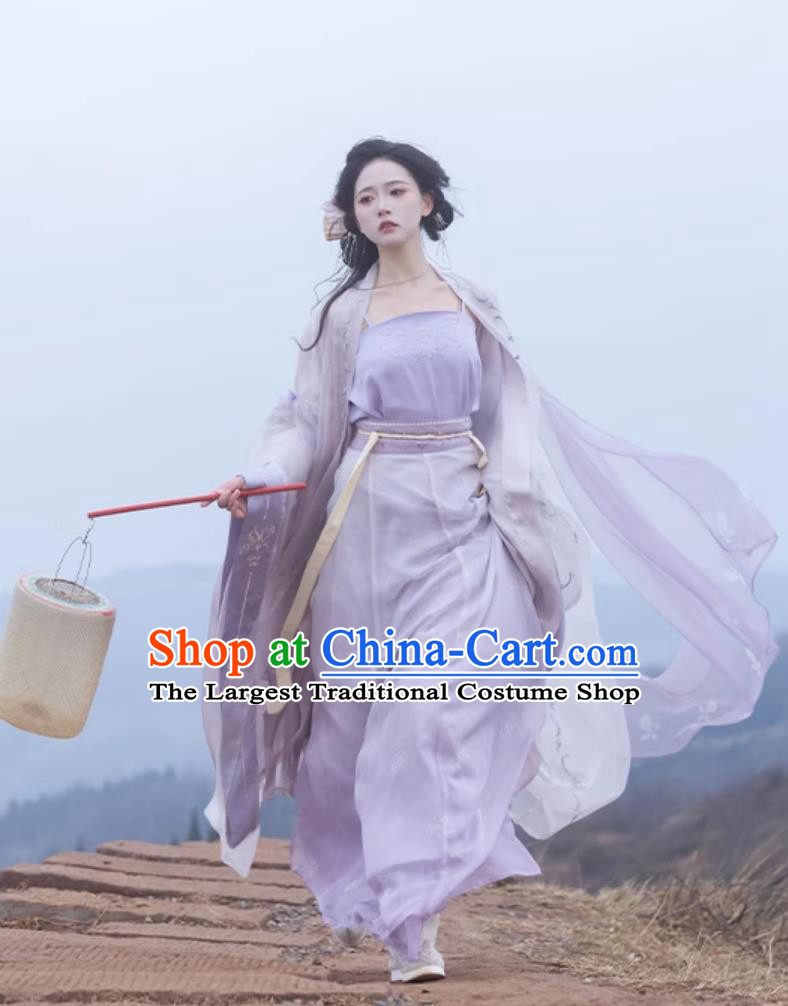 Traditional Song Dynasty Hanfu China Woman Clothing Ancient Chinese Princess Lilac Costumes