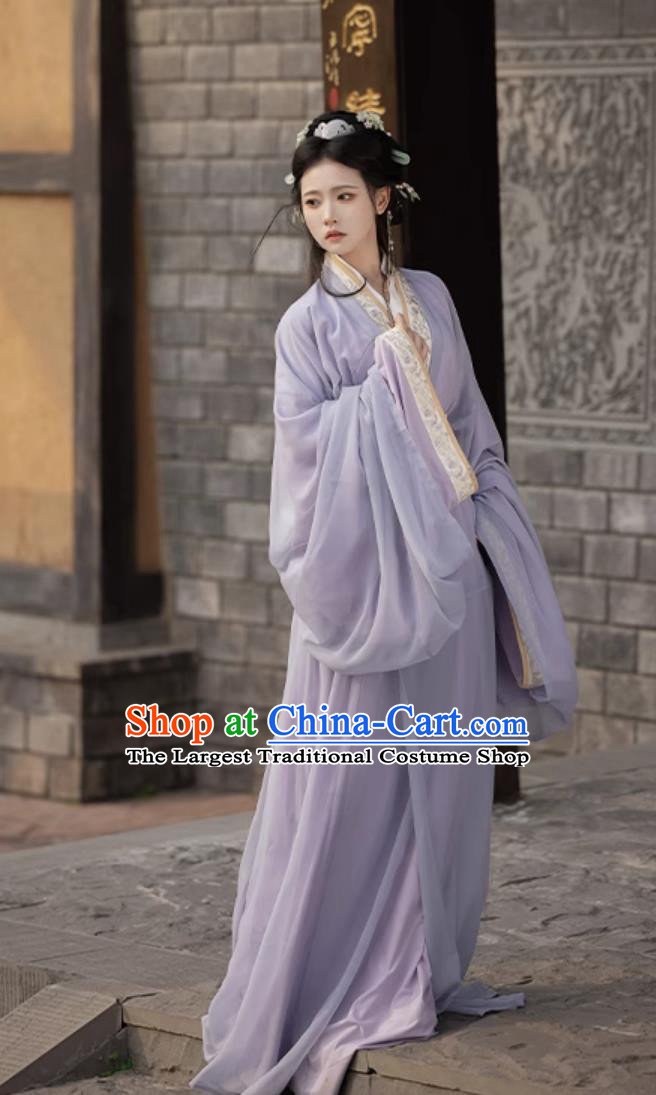 Ancient Chinese Princess Costumes Traditional Purple Warring States Robe China Woman Hanfu Clothing