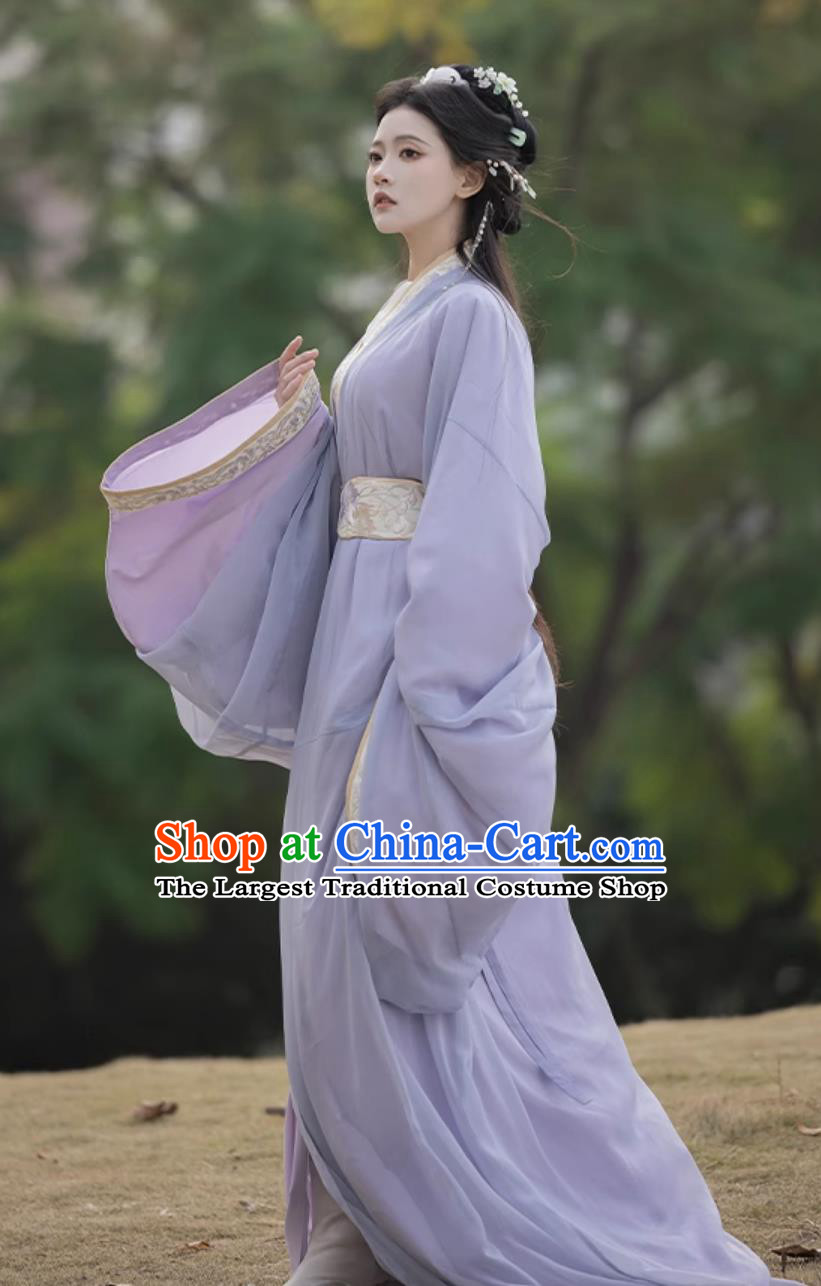 Ancient Chinese Princess Costumes Traditional Purple Warring States Robe China Woman Hanfu Clothing