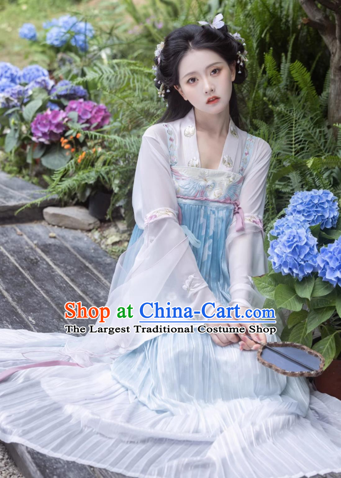 Traditional Tang Dynasty Princess Blue Hanfu Dress Ancient Chinese Clothing