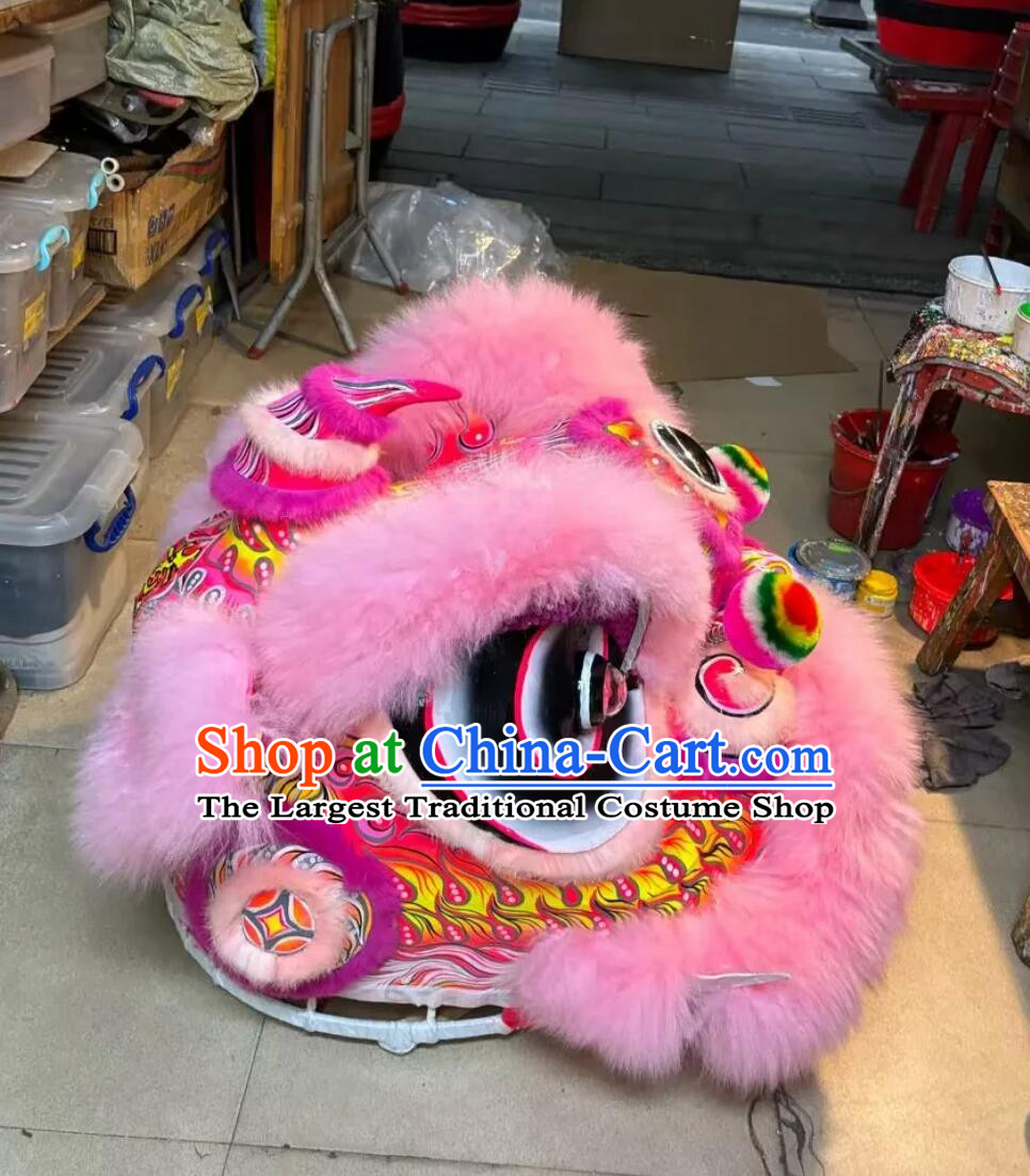 Chinese Lion Dance Equipment Online Shop China Fut San Dancing Lion Traditional Handmade Pink Wool Lion Costume Complete Set