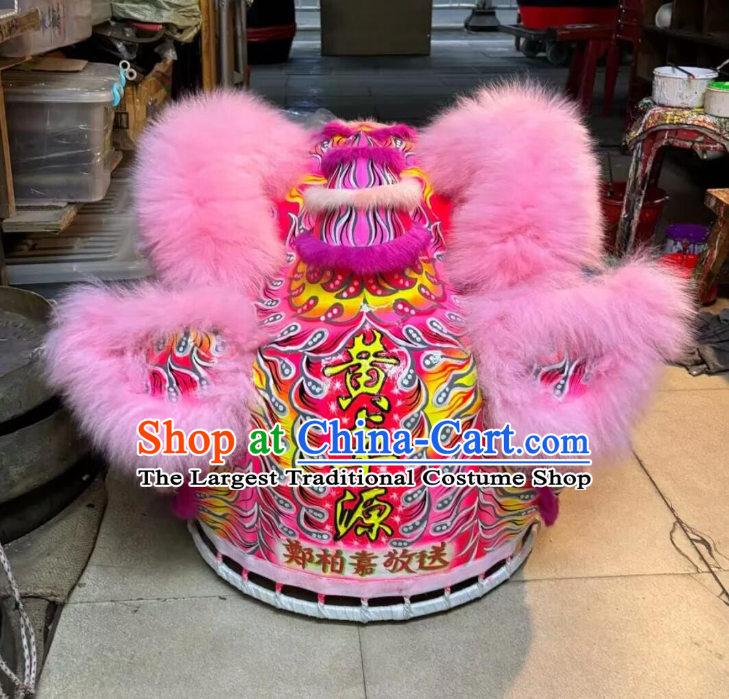 Chinese Lion Dance Equipment Online Shop China Fut San Dancing Lion Traditional Handmade Pink Wool Lion Costume Complete Set