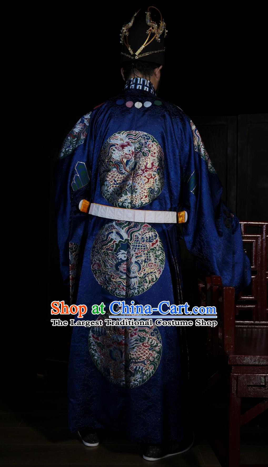 Traditional Ming Dynasty Blue Imperial Robe China Wedding Clothing Ancient Chinese Emperor Costume