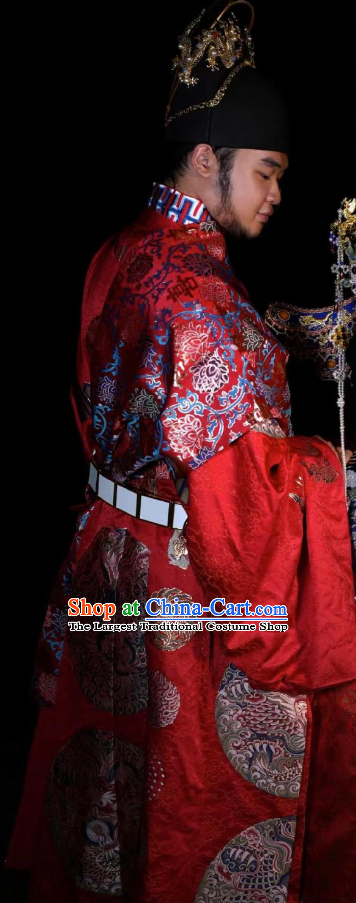 Ancient Chinese Emperor Costume Hanfu Online Shop Traditional Ming Dynasty Red Brocade Imperial Robe