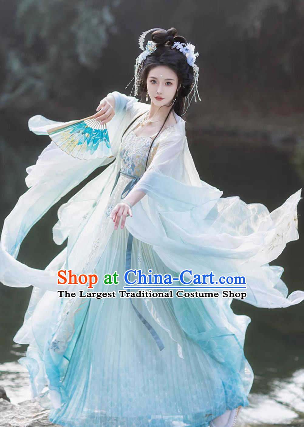 Ancient Chinese Goddess Clothing Traditional Tang Dynasty Princess Costumes Online Buy Hanfu Blue Dresses