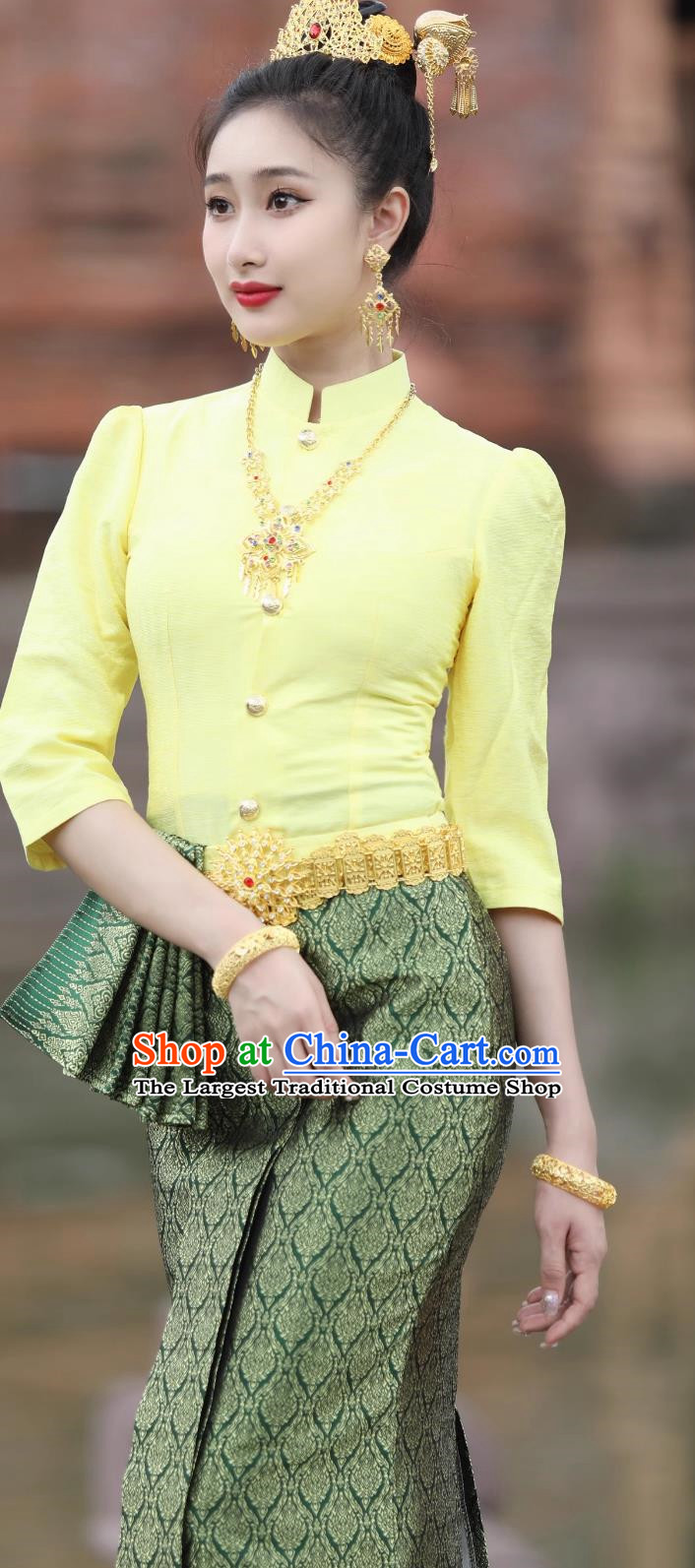 Thailand Traditional Costume Thai Women Clothing Host Bride Dress Welcome Work Dress
