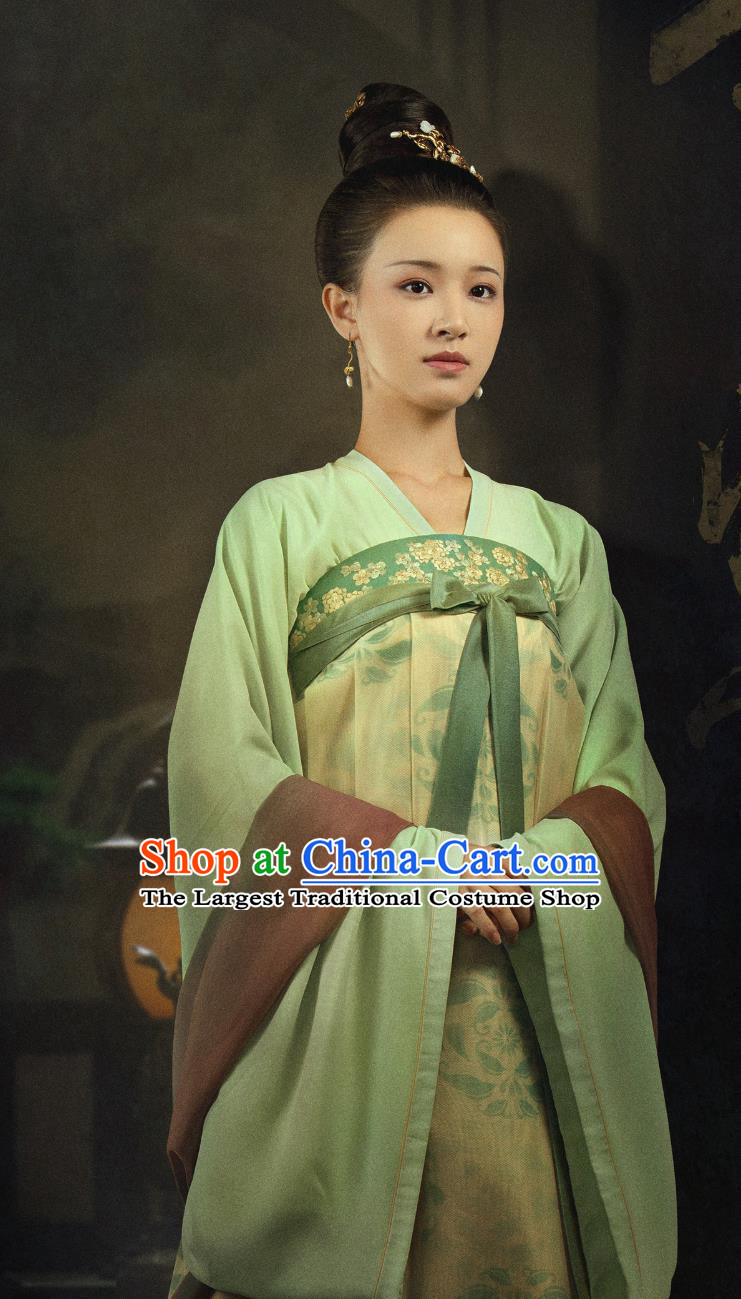 Chinese TV Series The Promise of Chang An Lin Zhen Er Green Dress Ancient China Hanfu Traditional Noble Lady Clothing