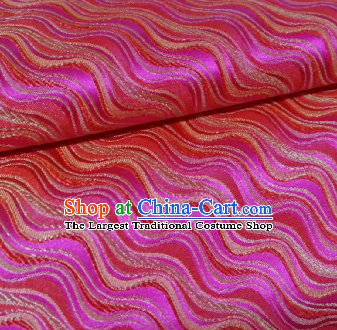 Chinese Traditional Hanfu Fabric Tang Suit Cloth Material Classical Waves Design Pattern Rosy Brocade