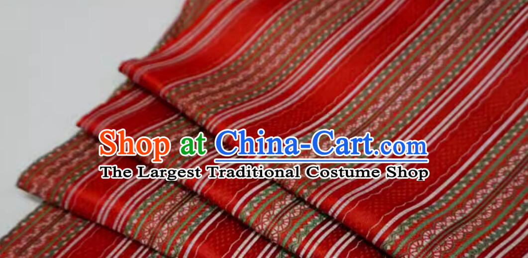 Top DIY Hanfu Cloth Material Chinese Classical Pattern Red Brocade Traditional Qipao Fabric