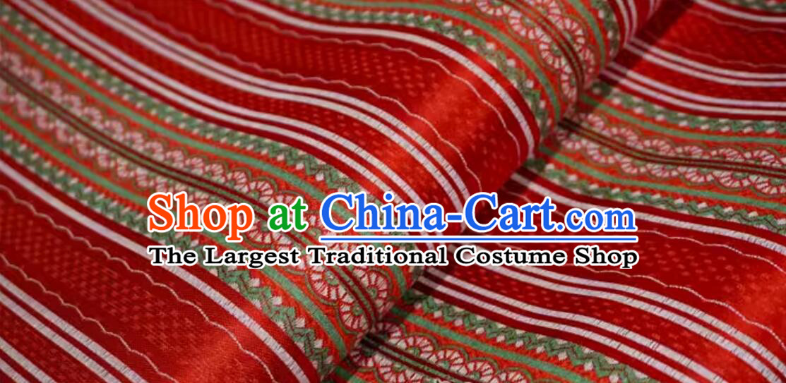 Top DIY Hanfu Cloth Material Chinese Classical Pattern Red Brocade Traditional Qipao Fabric