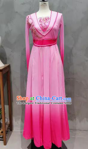 Chinese Classical Dance Costume Women Orchids Dance Clothing Stage Solo Pink Dress