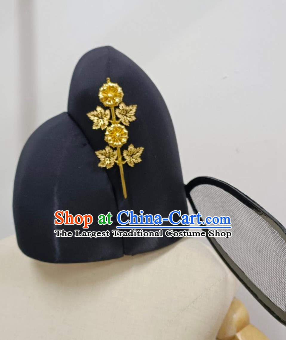 Chinese Traditional Hanfu Headwear Ming Dynasty Wedding Groom Headdress Ancient China Official Hat Handmade Black Gauze Cap