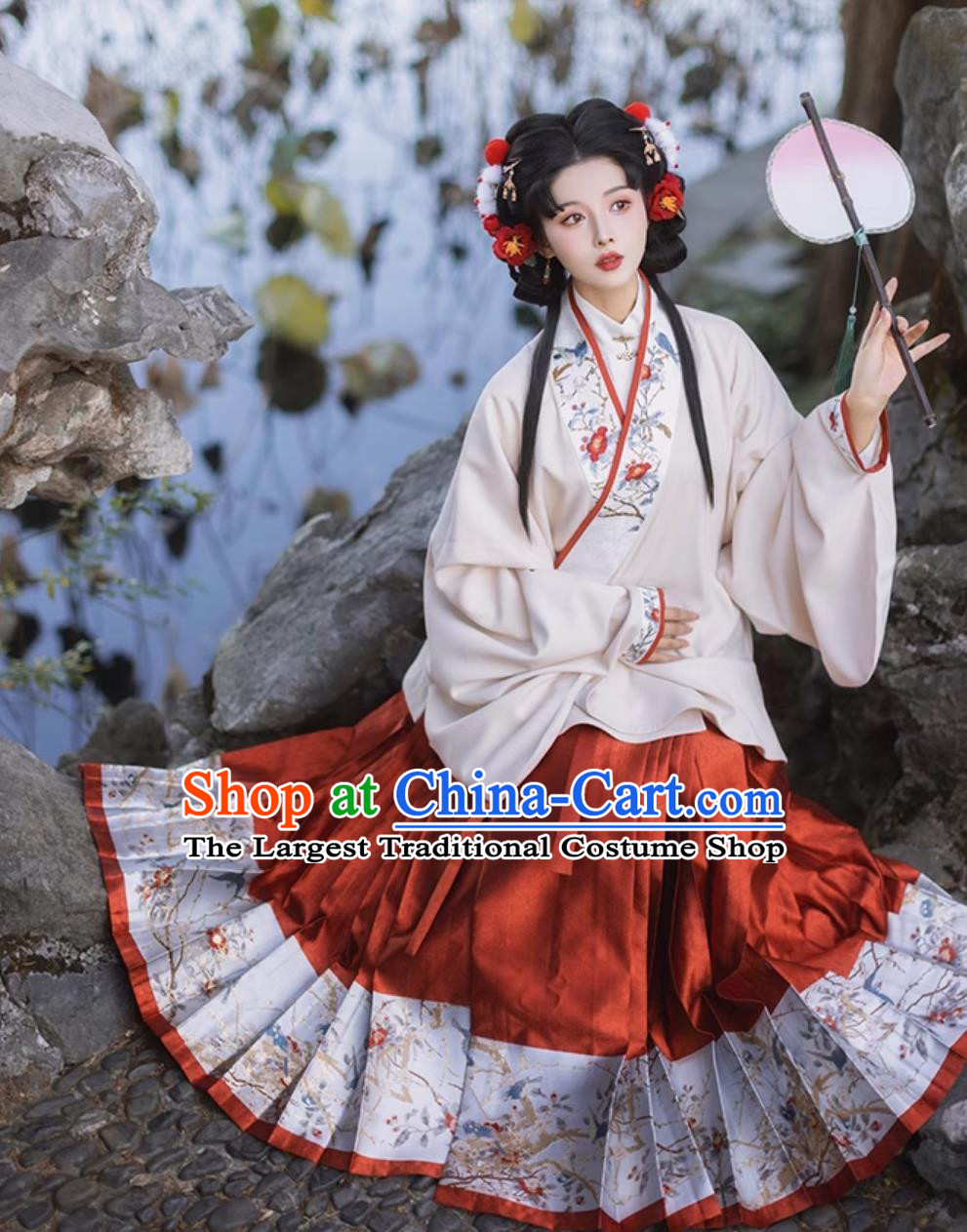 Traditional Hanfu Blouse and Red Mamian Skirt Ancient China Princess Costumes Chinese Ming Dynasty Woman Clothing Complete Set
