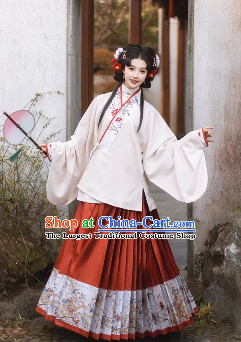 Traditional Hanfu Blouse and Red Mamian Skirt Ancient China Princess Costumes Chinese Ming Dynasty Woman Clothing Complete Set