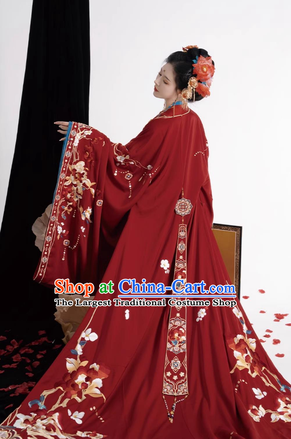 Traditional Hanfu Wedding Dresses Chinese Tang Dynasty Wedding Clothing Ancient China Bride Embroidered Costumes Complete Set