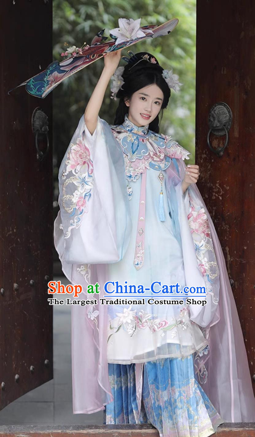 Chinese Ming Dynasty Royal Princess Clothing Ancient China Noble Woman Costumes Traditional Hanfu Embroidered Attire Complete Set