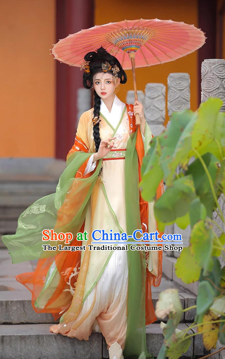 Traditional Princess Hanfu Ancient China Goddess Clothing Chinese Han Dynasty Embroidered Dresses and Cloak Complete Set