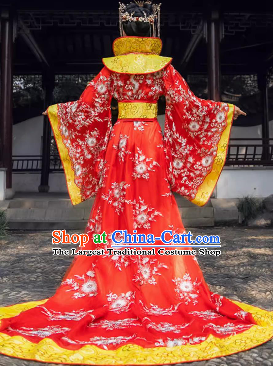 Red Tang Dynasty Imperial Consort Trailing Dress Traditional Hanfu Online Shop Ancient Chinese Empress Clothing Complete Set