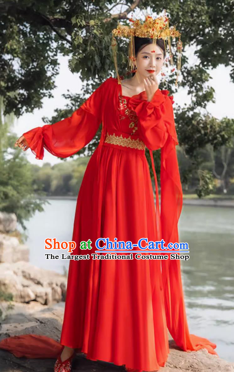 Ancient Chinese Princess Clothing Red Tang Dynasty Infanta Fairy Dress Traditional Hanfu Online Shop