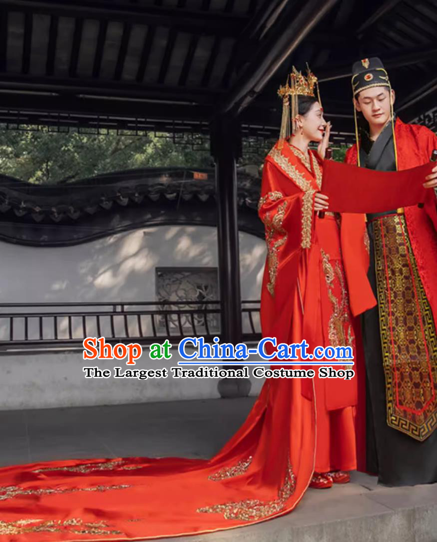 Ancient Chinese Wedding Attires Traditional Hanfu Online Shop Ming Dynasty Bride and Groom Robes Costumes Complete Set
