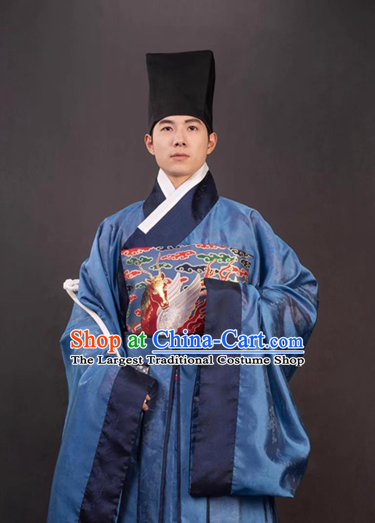 Ancient Chinese Official Clothing Traditional Hanfu Online Shop Blue Ming Dynasty Heaven Horse Robe