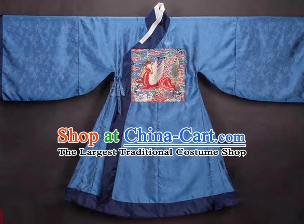 Ancient Chinese Official Clothing Traditional Hanfu Online Shop Blue Ming Dynasty Heaven Horse Robe