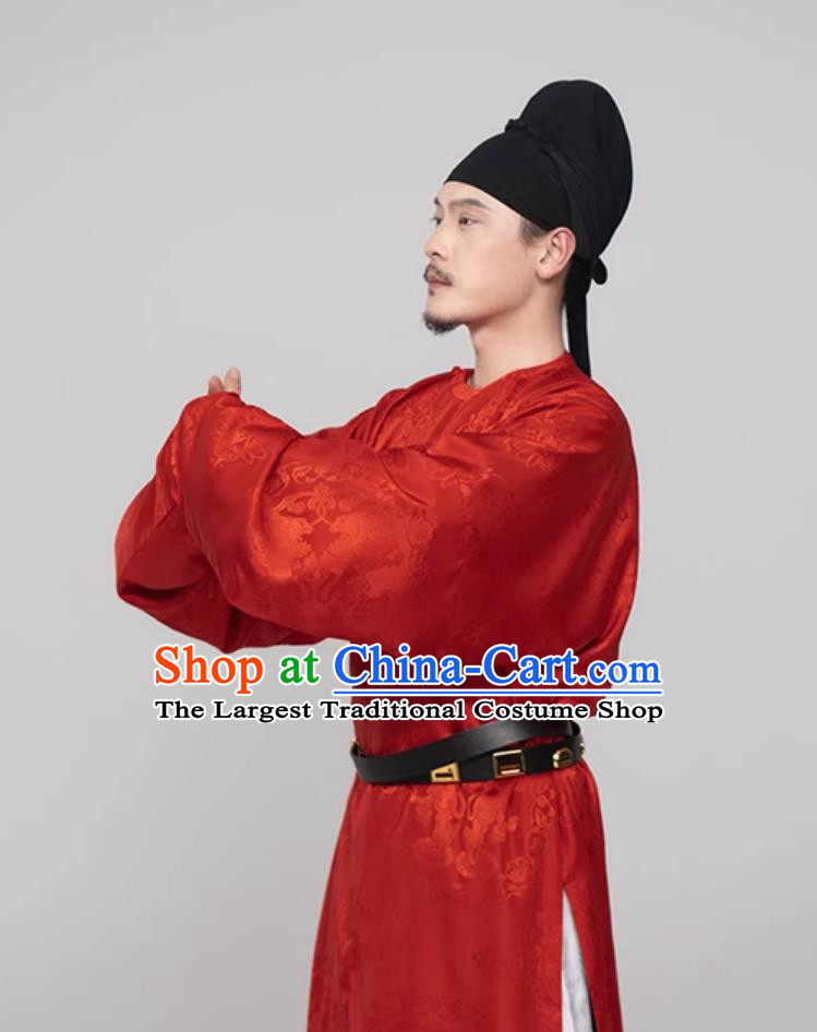 Red Tang Dynasty Male Robe Ancient Chinese Swordsman Clothing Traditional Hanfu Online Shop