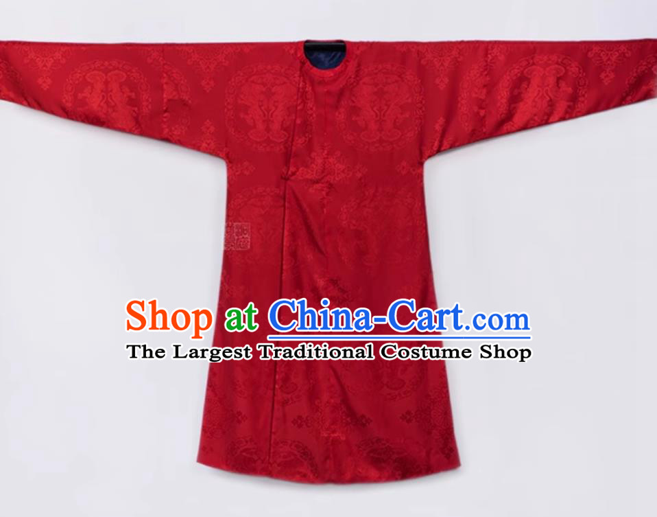 Red Tang Dynasty Male Robe Ancient Chinese Swordsman Clothing Traditional Hanfu Online Shop