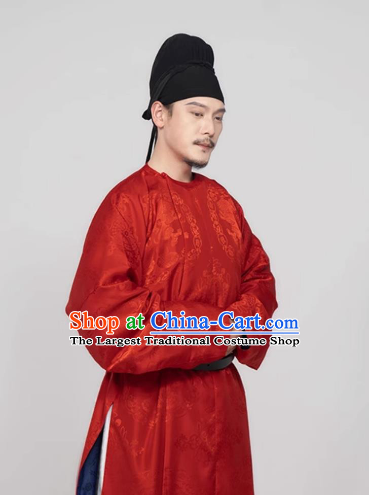 Red Tang Dynasty Male Robe Ancient Chinese Swordsman Clothing Traditional Hanfu Online Shop