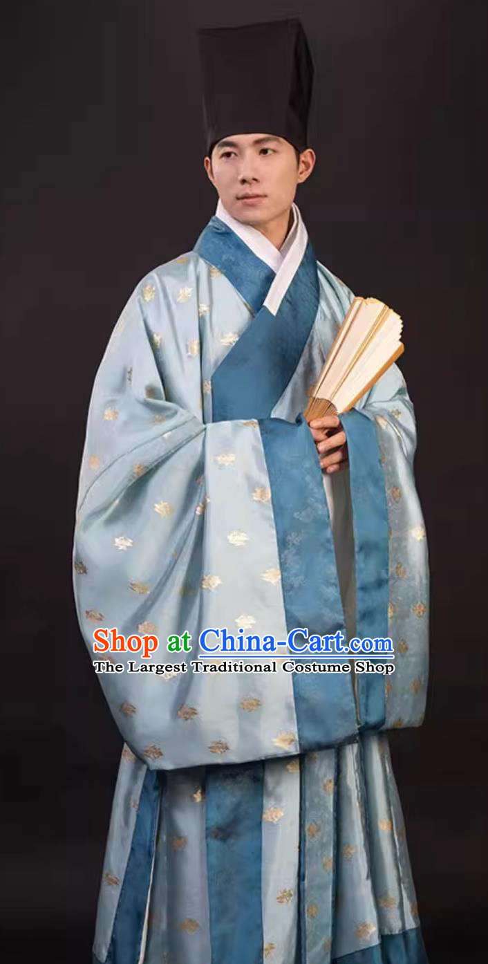 Light Blue Ming Dynasty Priest Robe Ancient Chinese Scholar Clothing Traditional Hanfu Online Shop